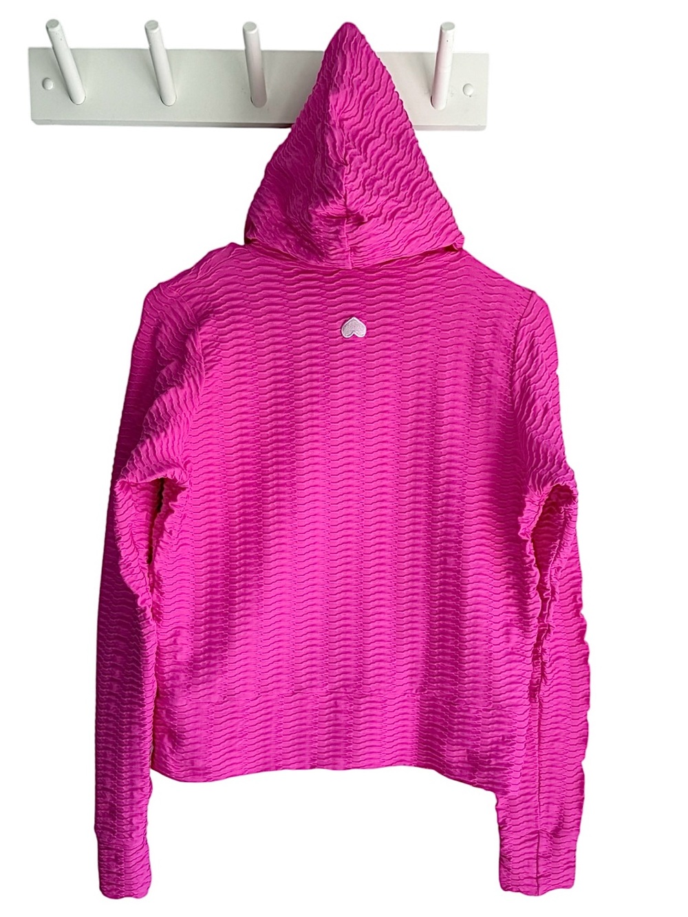 Booty By Brabants Hot Pink Waist Length Textured Zip Up Hoodie